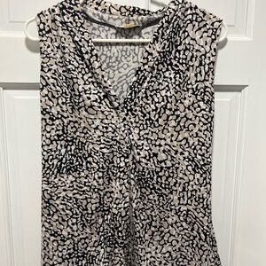 Women's Black and Cream animal print Sleeveless Top